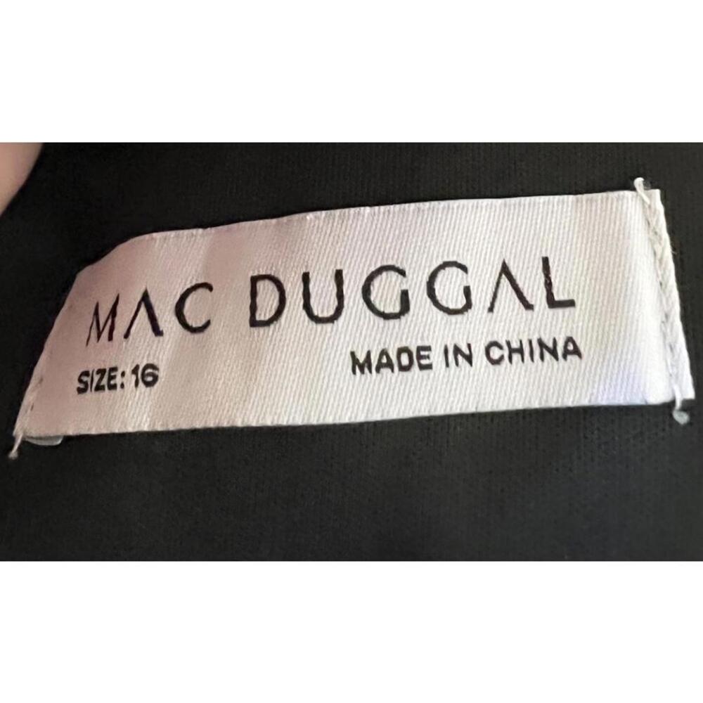 New Mac Duggal Jewel Encrusted Illusion Long Sleeve A Line Gown In Black Sz 16 - Picture 9 of 10